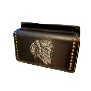 Montana West INDIAN CHIEF Beaded Wallet - BLACK and White Full Size